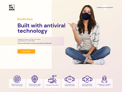 Landing page proposal care clean coronavirus covid design disinfection facemask frendly fun landing mask medical minimal page protection simple ui web