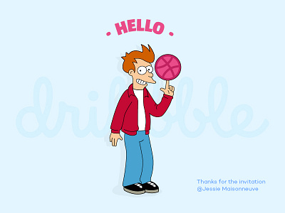 First shot - Hello dribbble fry futurama hello illustration player thank you