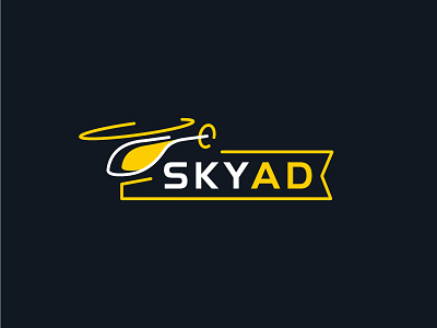 Drone Advertising Company Logo ad advertisement air drone flag flying helicopter lineart logo logomark sky yellow