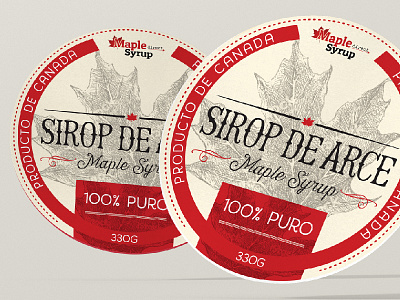 Maple syrup label circle classic label maple red sticker syrup