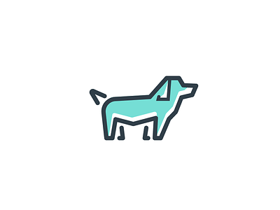 Doggy blue cute dog fun line logo mark minimal. clean simple soft