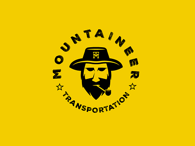 Mountaineer circle hat head logo logomark mountaineer smoking star transport
