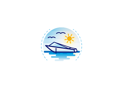 Boat icon boat clean icon logomark minimal sailing sea sun yacht