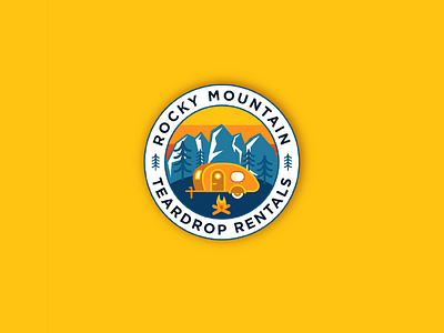 Rocky Mountain badge camping circular design logo mountains retro rocky vintage