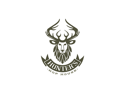 Craft Beer Deer Logo animal beer beverage bitter craft green hops hunter nature realistic vintage