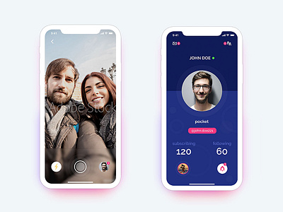 Ephemeral Messaging App Concept app application clean flat interface layout messaging photo profile snapchat ui ux widget