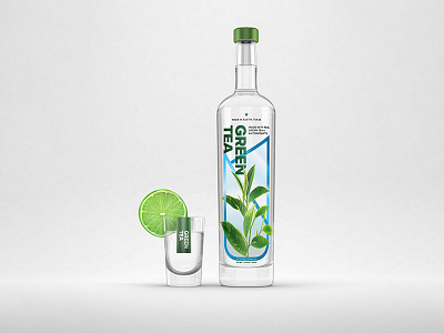 Green Tea Vodka alcohol bottle green label leaf packaging tea vodka