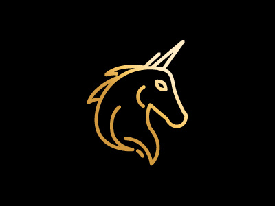 Black Unicorn black clean gold horse line logo logomark minimal unicorn