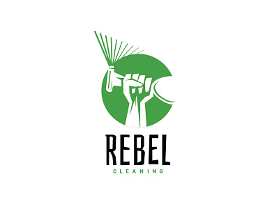 Rebel Cleaning branding detergent dispenser fist hand logo logomark rebel revolution spray