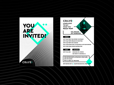 Crave Invitation Concept clean crave event flyer green invitation card minimal mockup typography