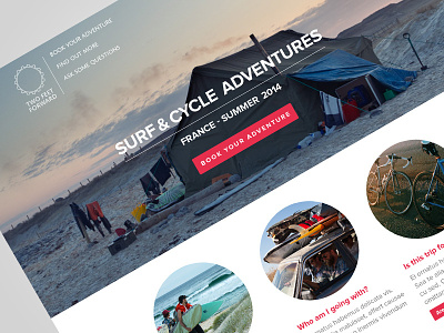 2ff Homepage camping cycling surfing website design