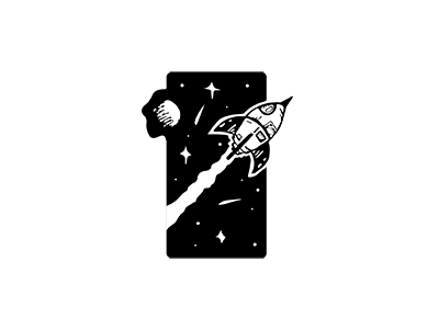 Space black and white illustration space