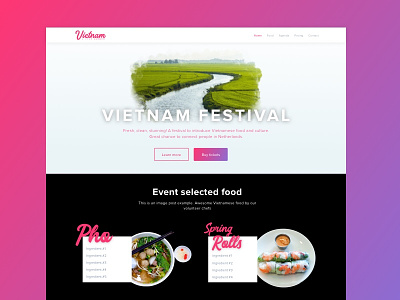 Vietnam little corner festival landing page event explore festival food landing pho springrolls vietnam