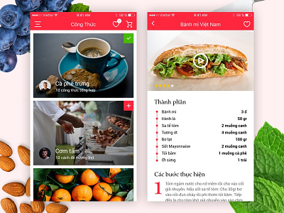 Food Recipe app app banh food ingredients list mi recipe single steps vietnamese