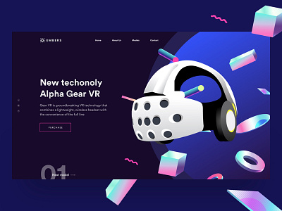 UI practice - VR gear landing page circle dark gear holographic landing page vr