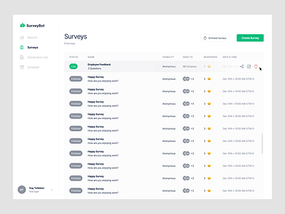 SurveyBot - Surveys Page Design