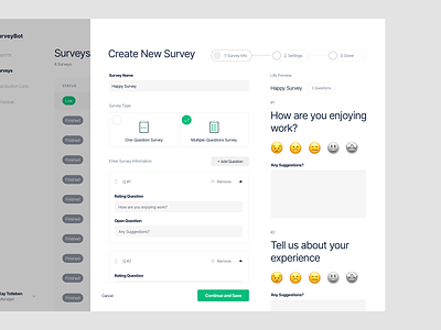 SurveyBot - Create New Survey Page Design