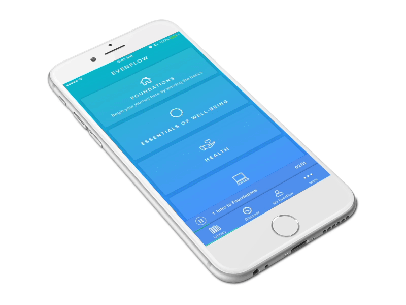 Evenflow Menu Navigation Design app app design meditation mindfulness minimalistic mobile app ui ux