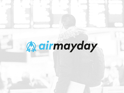 airmayday - logotype agency air aircraft airplane fly logotype modernblue rescue travel webdesign