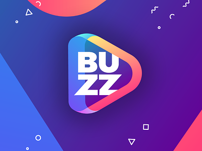 Buzz logo colorful gradient logo memphis overlay