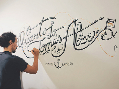 Tomas Alice hand lettering illustration lettering lisbon script sketch type typography wall