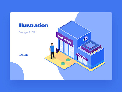 Store 2.5d blue color illustration