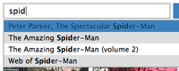 Title Search Autocomplete blue comicbinder comics jquery spider man