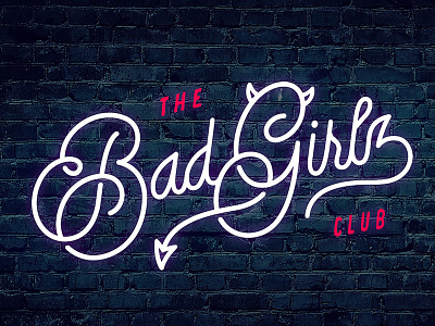 Bad Girls Club calligraphy devil girls identity lettering logo monoline neon nightclub