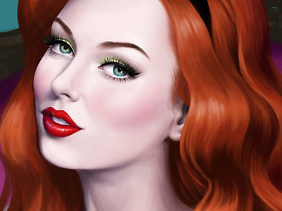 Pin up study brazil digital painting girl illustration painting pin up realism redhead woman