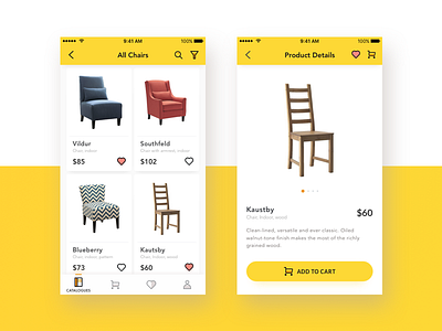 Furniture E-commerce App Exploration apps cards detail e commerce furniture ios
