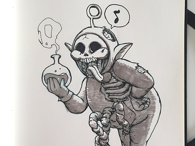 Po for poison drawing illustration inktober sketch skull teletubbies