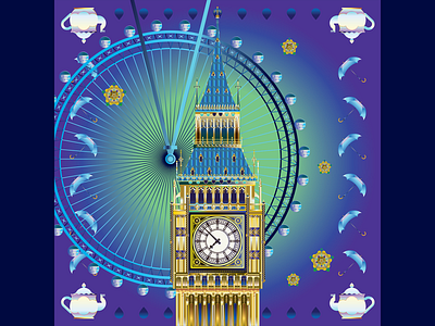 Illustrated cities - London, UK architecture building city design england gradient illustration london tea vector