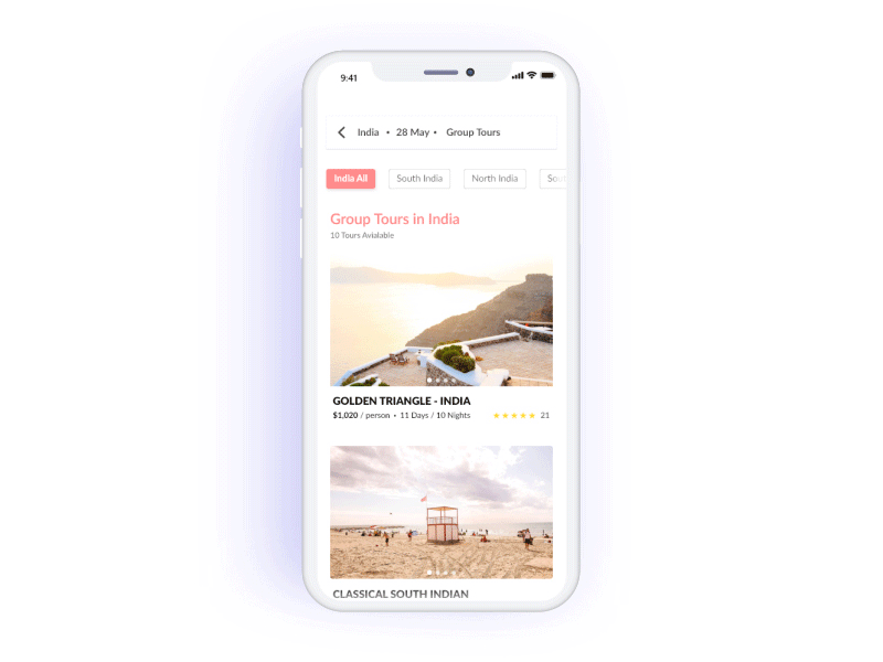 Tour Detail Screen Interaction adobe xd aftereffect animation card guide interaction iphonex photoshop tour detail travel ui ux