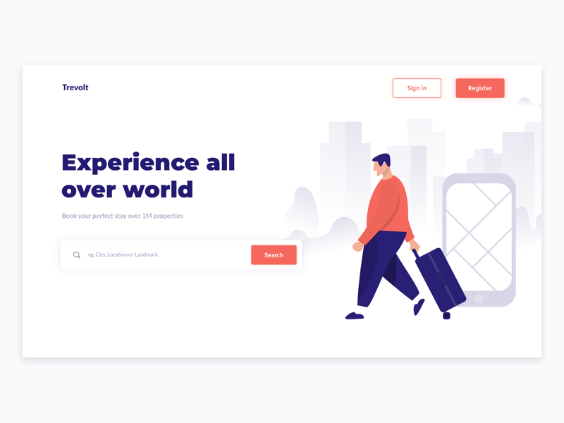 Travel Homepage website design web interface user ui travel illustrator illustration homepage flat