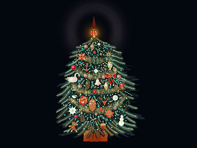 Christmas Tree christmas illustration ink pen photoshop tree watercolour