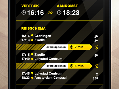 SnelTrein interface design: Switch trains design interface mobile public transport ui ux