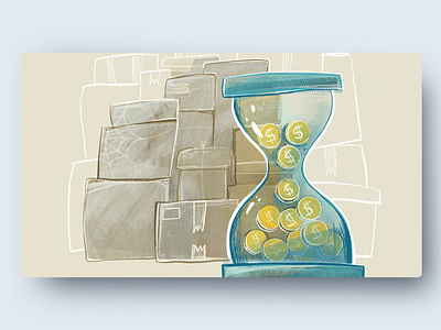 Sand clock full with coins