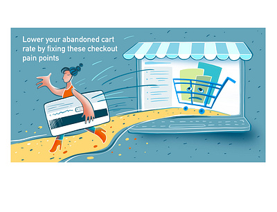 Lower your abandoned cart rate business illustration businessman illustration online sales online shop