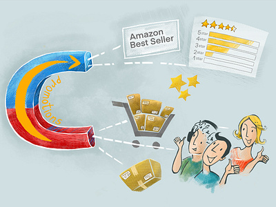 What it Takes for Sellers to Create Amazon Promotions amazon amazon fba seller blog post illustration boosting your blog business illustration customers ecommerce illustration marketing online sales online shop advertising parcels