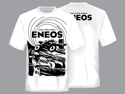 T-shirt in one color for Eneos brand automotive car design drawing graphic design illustration one color print t shirt