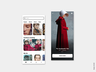 Daily UI #025 - TV App 025 adobexd dailyui dailyui025 dailyuichallenge design tv tv app tv series tv shows ui userinterface