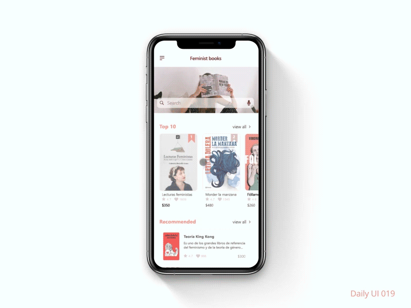 Daily UI #019 - Leadboard 019 adobexd after effect books dailyuichallenge dailyuichallenge019 daiyui019 design feminist interaction design leadboard ui userinterface