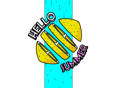 Hello Summer illustrator lemon fruit vector