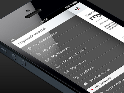 myAudi Mobile Portal audi menu mobile ui user interface