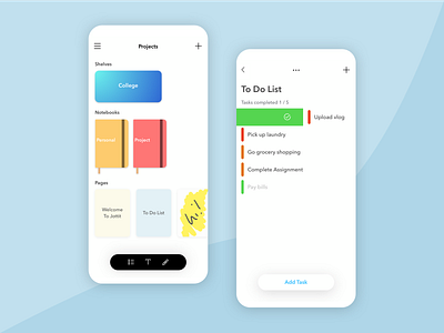 Jottit - Organise your life ios app notes app productivity todolist ui