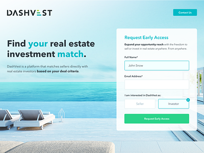 DashVest early access landing page investing landing page