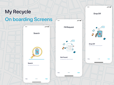On boarding Recycle app Screen app ui drop off illustration onboarding screen recycle search ui ui ux design ux