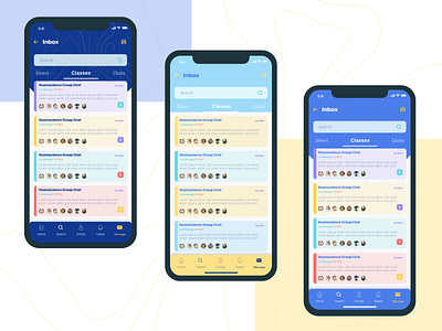 Message app screen adobe xd blue color color palette colorful diffrent color education app ios app ios app design messge app ui ui ux design ui design usability user experience user interface user interface design visual design yellow