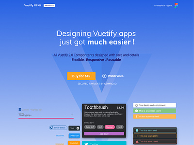 Vuetify UI Kit landing page design