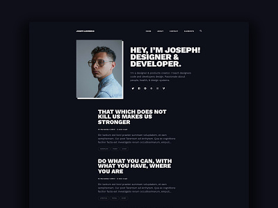 Joseph – Minimal Theme for Jekyll blog blogging dark theme design jekyll logo personal typogaphy web design website